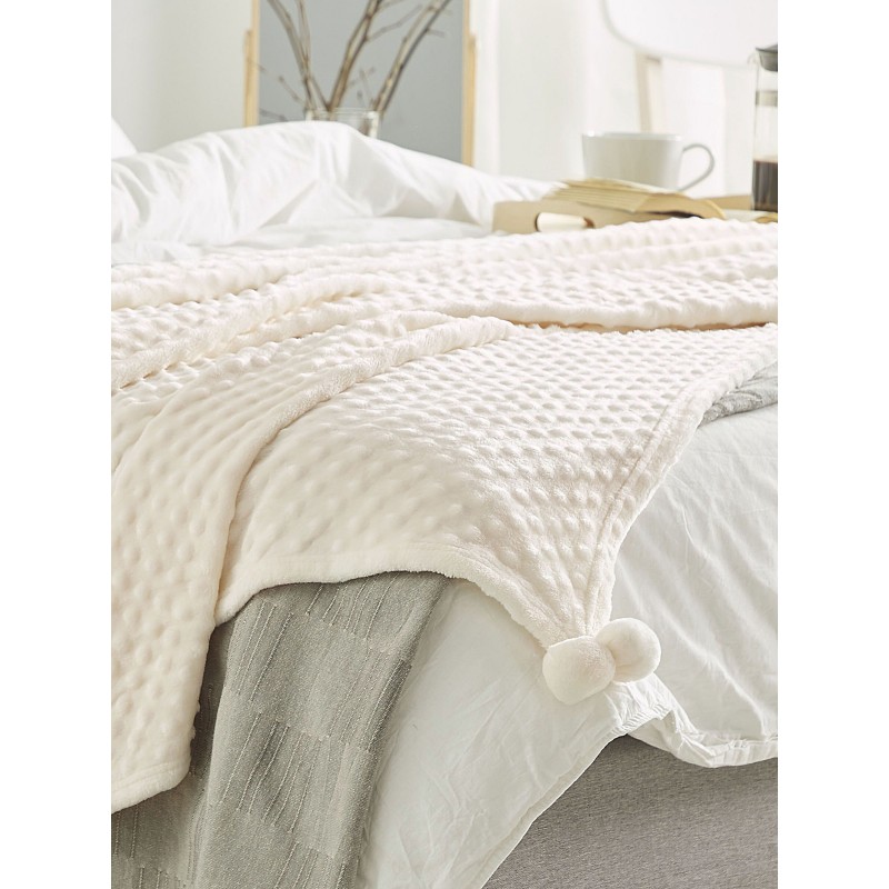 Koc SAMUR 200 x 220 cm Złamana biel