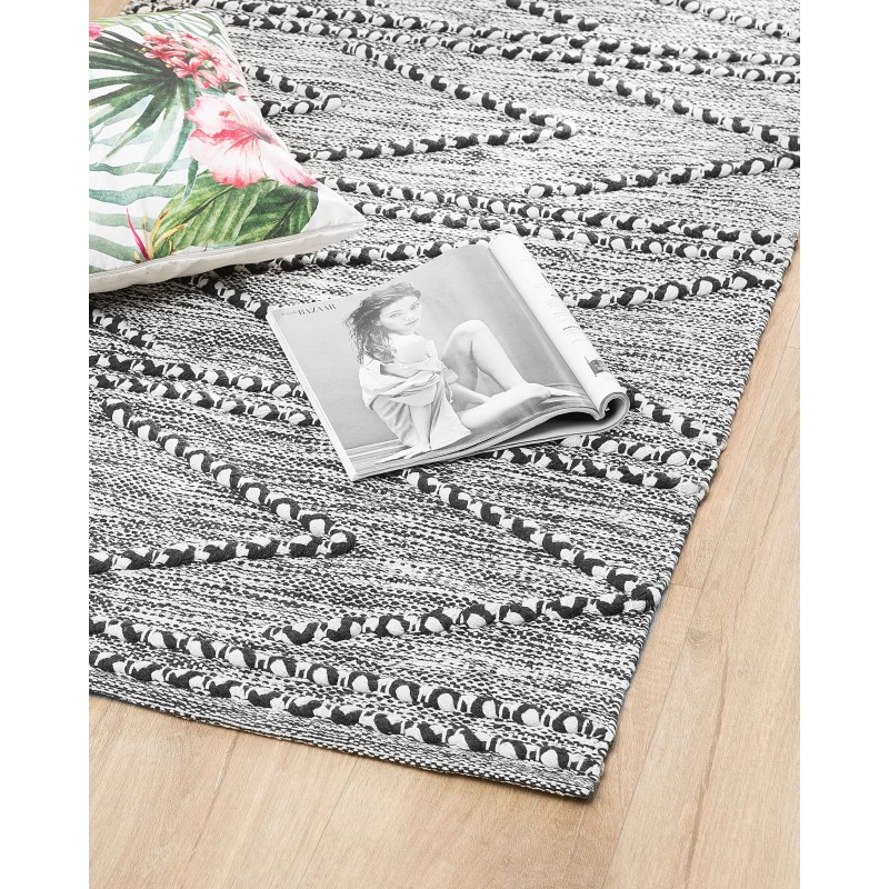 Dywan bawełniany 80 x 150 cm czarno-biały TERMAL