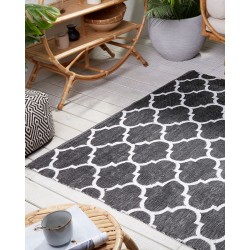 Dywan zewnętrzny dwustronny 160 x 230 cm czarno-biały ALADANA