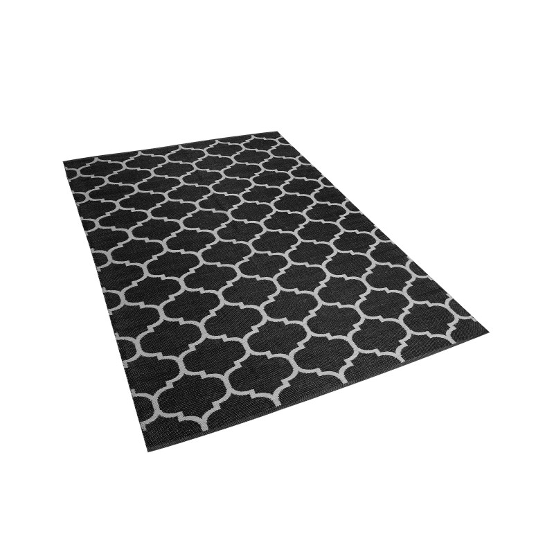 Dywan zewnętrzny dwustronny 160 x 230 cm czarno-biały ALADANA