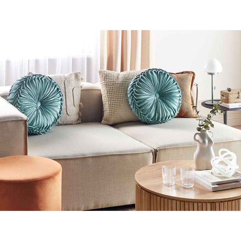 Zestaw 2 poduszek dekoracyjnych UDALA Welur 40 x 40 cm Lazurowy Jednolity