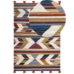 Dywan wełniany kilim 140 x 200 cm wielokolorowy MRGASHAT