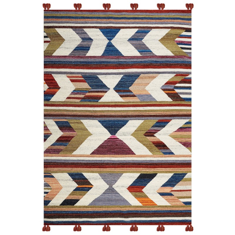 Dywan wełniany kilim 140 x 200 cm wielokolorowy MRGASHAT