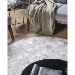 Dywan patchworkowy okrągły skórzany ⌀ 140 cm srebrny BOZKOY