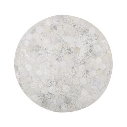 Dywan patchworkowy okrągły skórzany ⌀ 140 cm srebrny BOZKOY