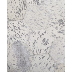 Dywan patchworkowy okrągły skórzany ⌀ 140 cm srebrny BOZKOY