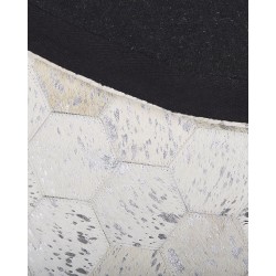 Dywan patchworkowy okrągły skórzany ⌀ 140 cm srebrny BOZKOY