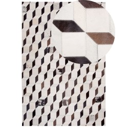 Dywan patchwork skórzany 140 x 200 cm biały ALPKOY