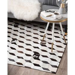 Dywan patchwork skórzany 140 x 200 cm biały ALPKOY