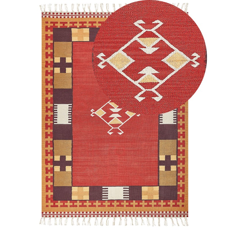 Dywan bawełniany kilim 200 x 300 cm wielokolorowy PARAKAR