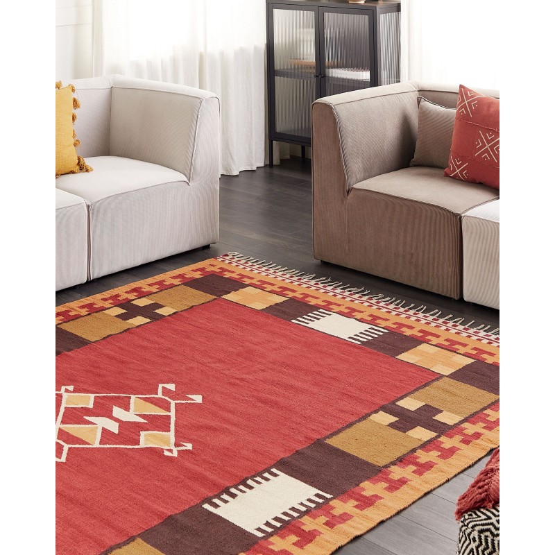 Dywan bawełniany kilim 200 x 300 cm wielokolorowy PARAKAR