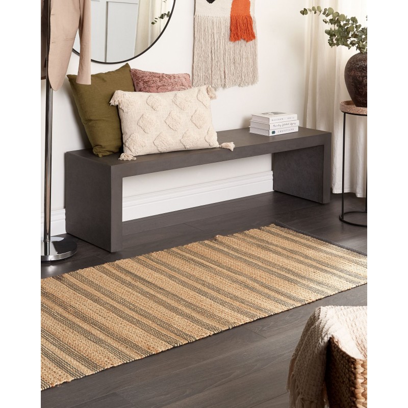 Dywan z juty 80 x 300 cm beżowo- szary BUDHO