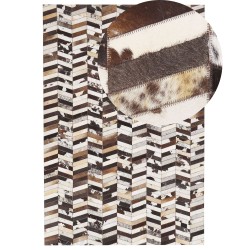 Dywan patchwork skórzany 140 x 200 cm brązowo-biały AKYELE