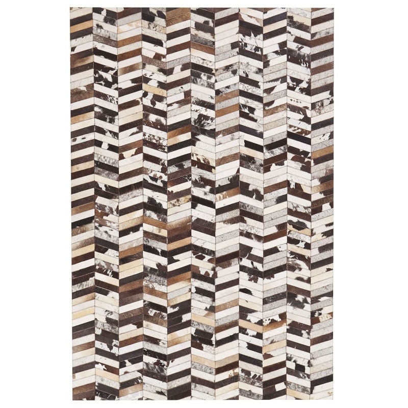 Dywan patchwork skórzany 140 x 200 cm brązowo-biały AKYELE