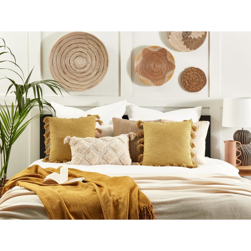 Poduszka dekoracyjna LYNCHIS Bawełna 45 x 45 cm Żółty Jednolity