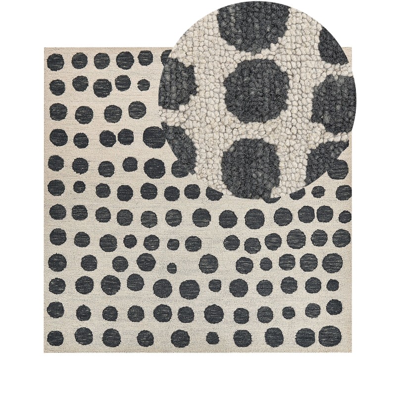 Dywan wełniany 200 x 200 cm beżowo-czarny HAVRAN