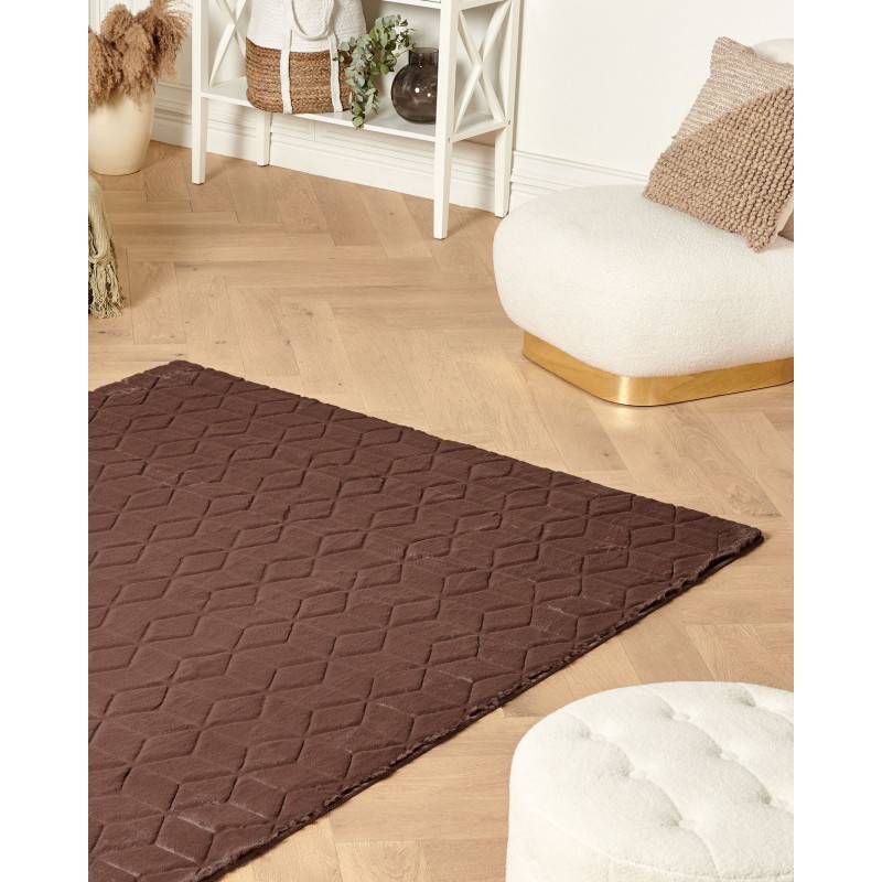 Dywan sztuczne futro królika 160 x 230 cm brązowy THATTA