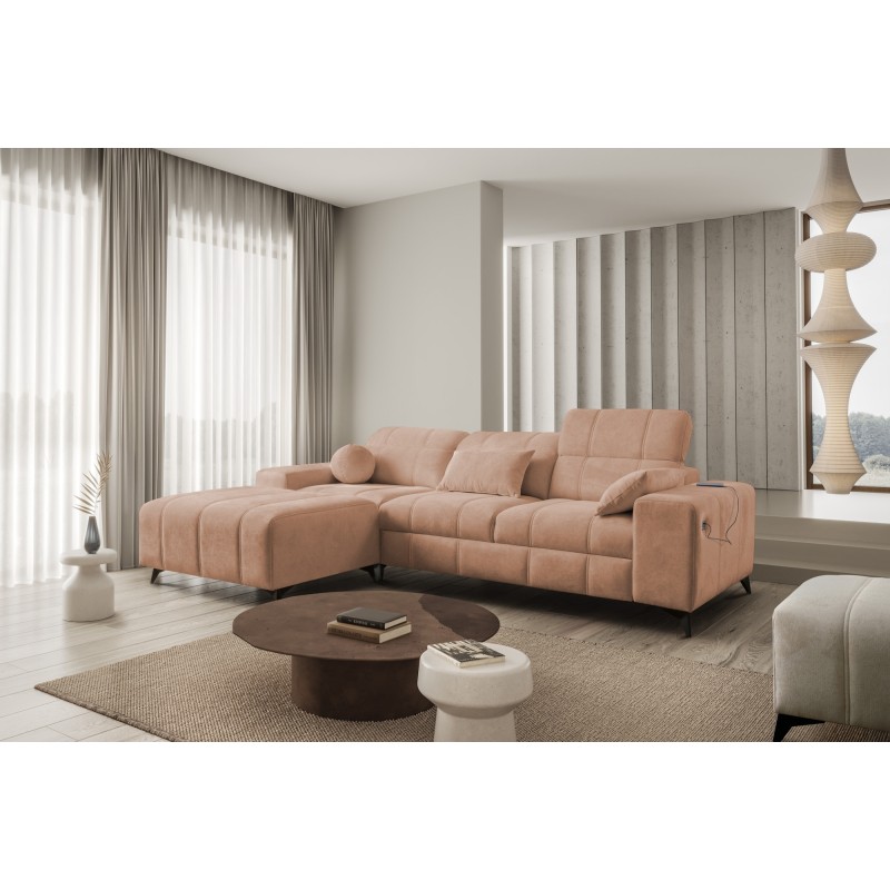 The Ballagio I corner sofa with a sleeping function in Plecionka fabric, Spring 1112 - beauty and functionality in one!