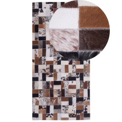 Dywan patchwork skórzany 80 x 150 cm brązowo-beżowy CESME
