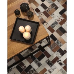 Dywan patchwork skórzany 80 x 150 cm brązowo-beżowy CESME