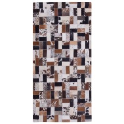 Dywan patchwork skórzany 80 x 150 cm brązowo-beżowy CESME