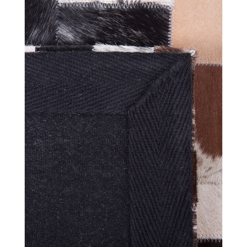 Dywan patchwork skórzany 80 x 150 cm brązowo-beżowy CESME