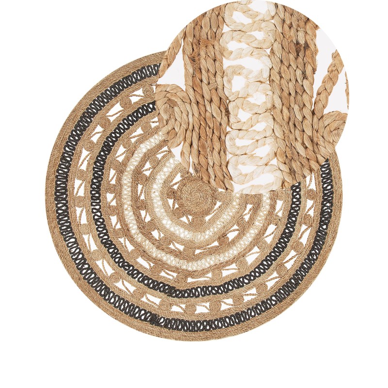 Dywan okrągły z juty ⌀ 140 cm beżowy GOYNE