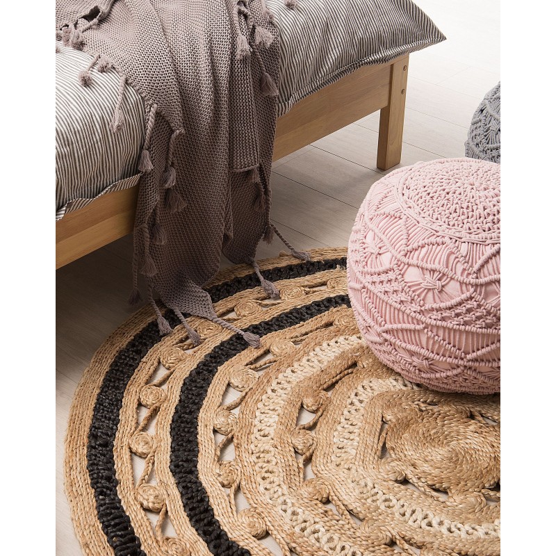 Dywan okrągły z juty ⌀ 140 cm beżowy GOYNE