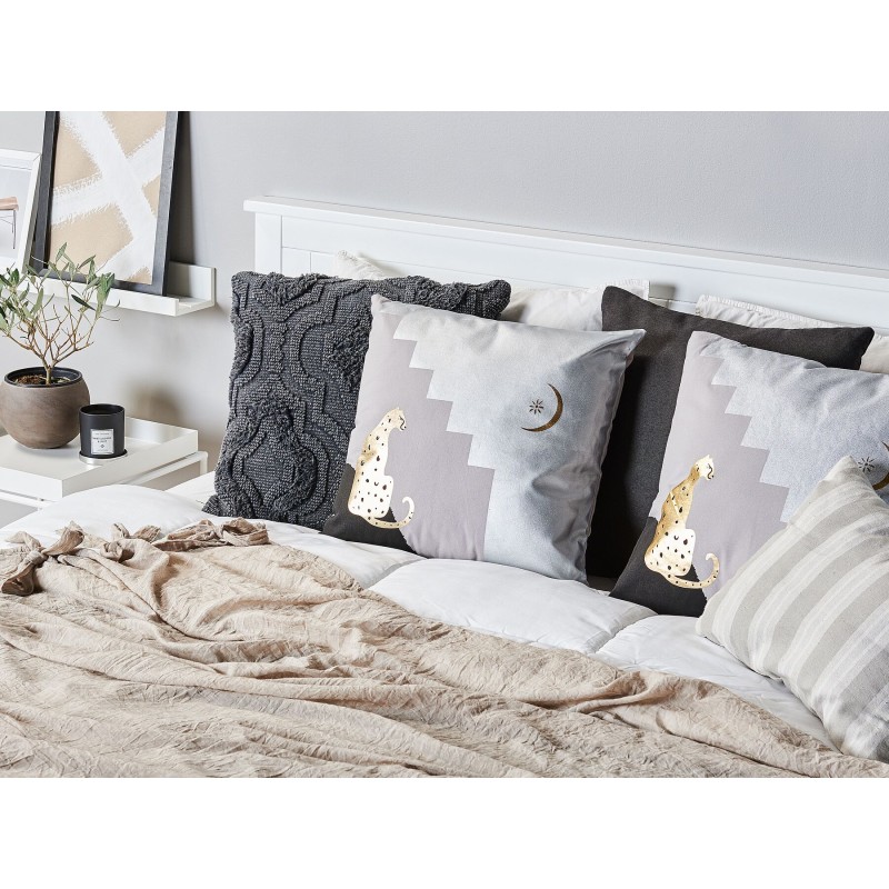 Zestaw 2 poduszek dekoracyjnych DIGITALIS Bawełna 45 x 45 cm Szary Wzór abstrakcyjny