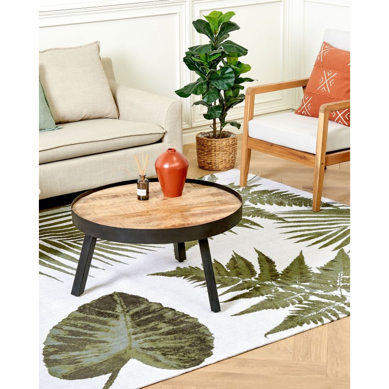 Dywan bawełniany motyw liści 200 x 300 cm zielony BARZAH