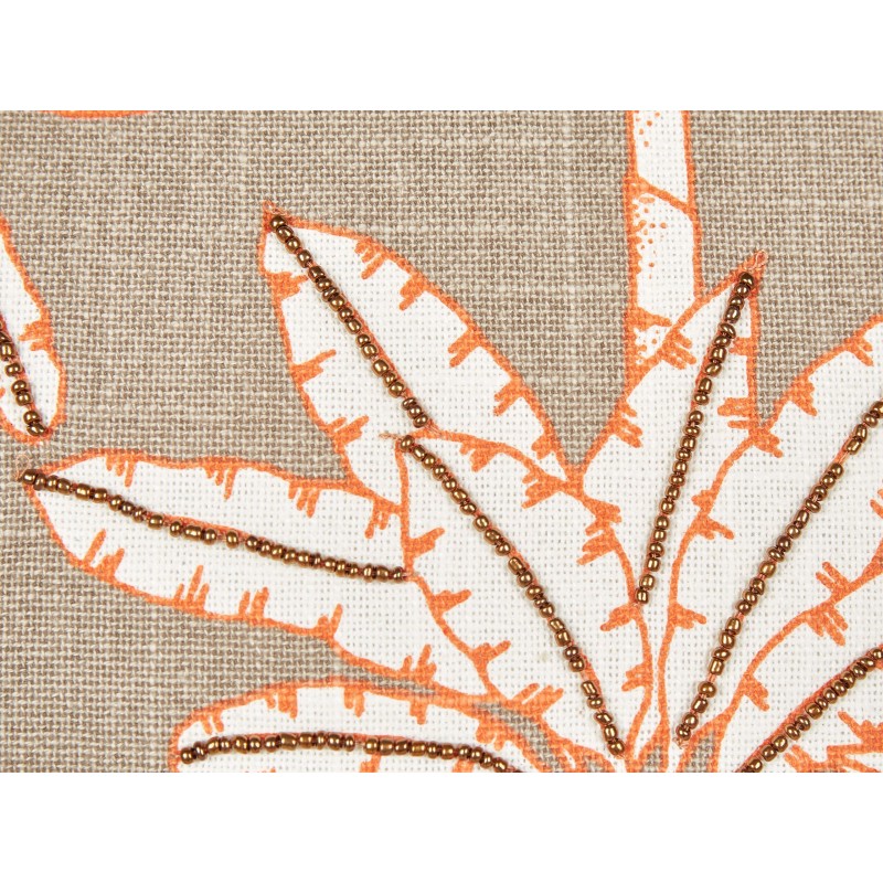 Poduszka dekoracyjna MELOBESIA Bawełna 45 x 45 cm Beżowy Wzór roślinny