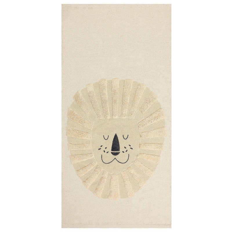 Dywan dziecięcy bawełniany motyw lwa 80 x 150 cm beżowy BALARI