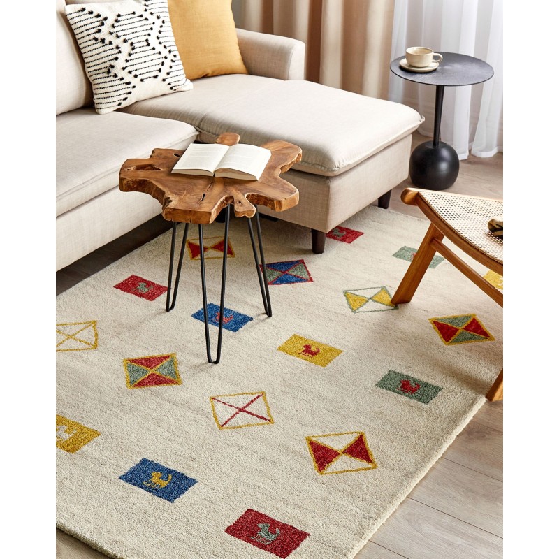 Dywan wełniany gabbeh 140 x 200 cm beżowy MISINLI