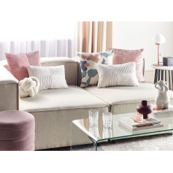 Zestaw 2 poduszek dekoracyjnych MILLET Sztruks 30 x 50 cm Złamana biel Wzór geometryczny