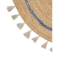 Dywan okrągły z juty ⌀ 140 cm beżowo-niebieski OBAKOY