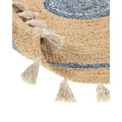 Dywan okrągły z juty ⌀ 140 cm beżowo-niebieski OBAKOY