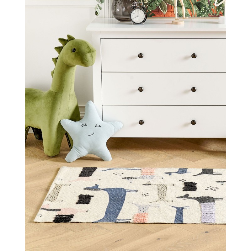 Dywan dziecięcy bawełniany wzór w psy 80 x 150 cm wielokolorowy TEMIAJ