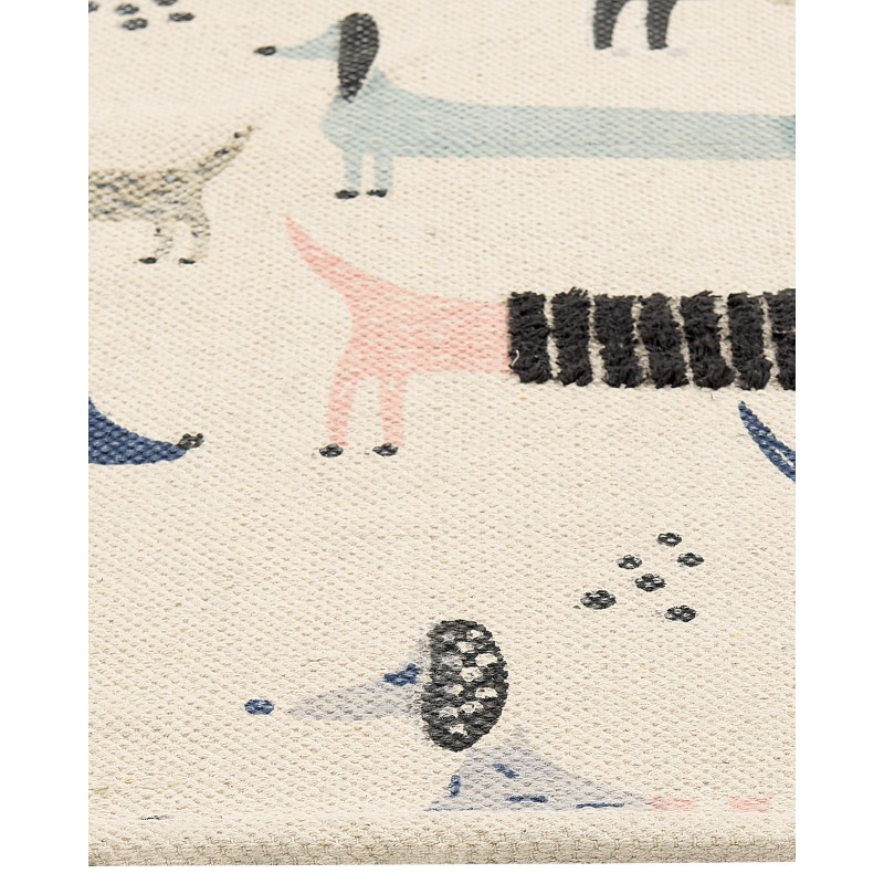 Dywan dziecięcy bawełniany wzór w psy 80 x 150 cm wielokolorowy TEMIAJ