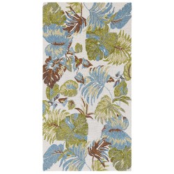 Dywan wełniany z motywem liści 80 x 150 cm wielokolorowy KINIK