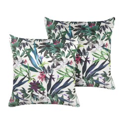 Zestaw 2 poduszek dekoracyjnych GASTERIA Welur 45 x 45 cm Zielony Wzór roślinny