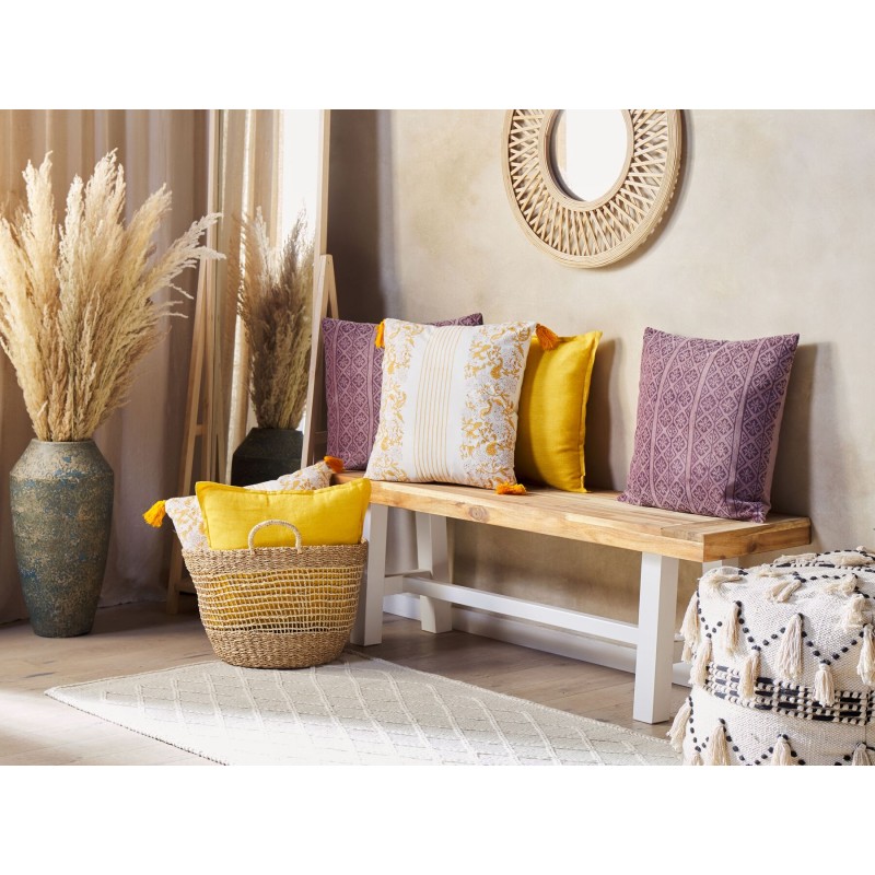 Zestaw 2 poduszek dekoracyjnych BILOBA Bawełna 45 x 45 cm Żółty Wzór kwiatowy