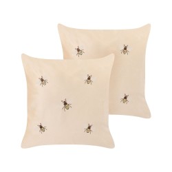 Zestaw 2 poduszek dekoracyjnych TALINUM Welur 45 x 45 cm Beżowy Wzór zwierzęcy