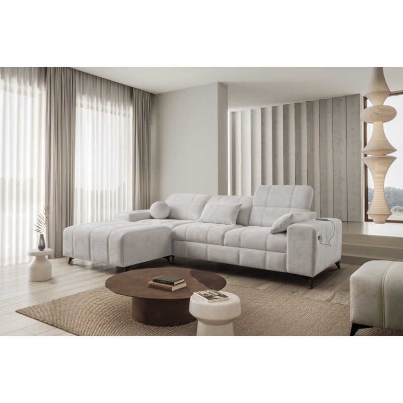 ¡Sofá esquinero Ballagio I con función de cama en tela Plecionka, Spring 1104 - belleza y funcionalidad en uno!