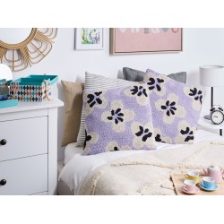 2 poduszki bawełniane dekoracyjne dla dzieci w kwiaty 45 x 45 cm fioletowe SOAPWORT