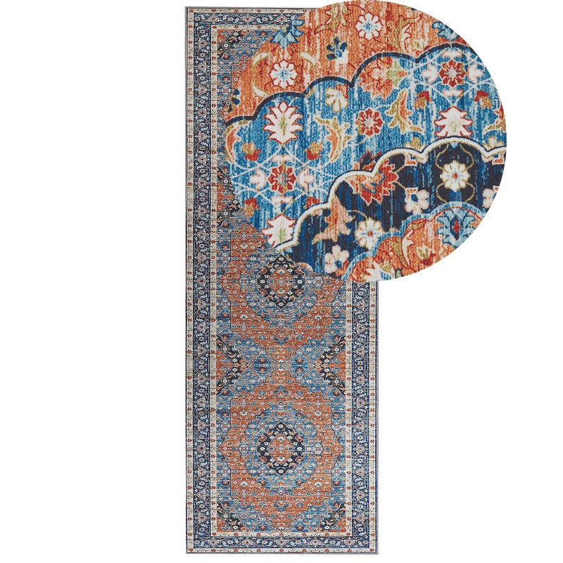 Dywan 70 x 200 cm niebieski z pomarańczowym MIDALAM