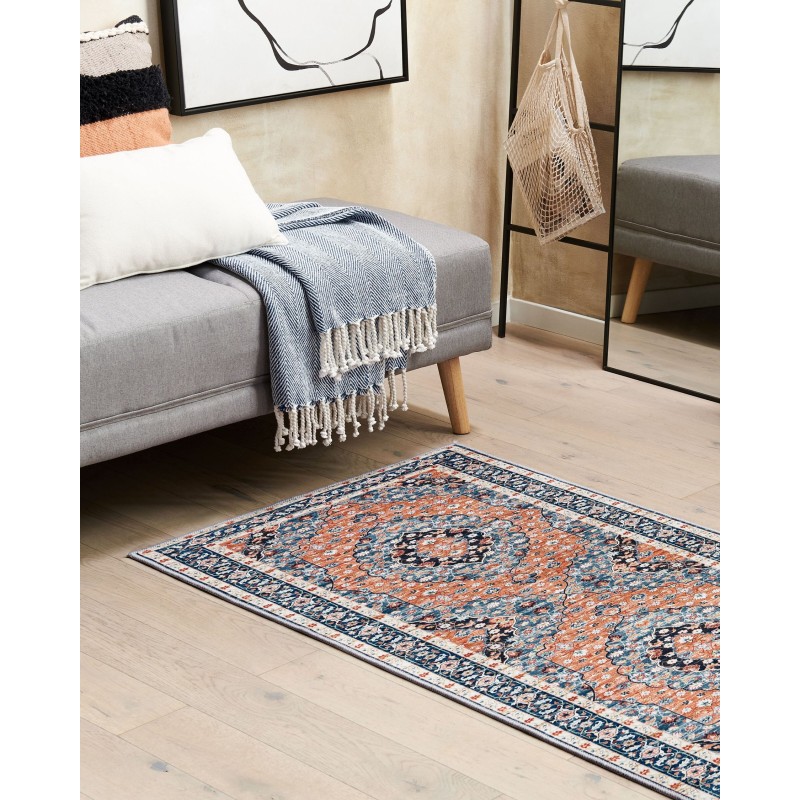 Dywan 70 x 200 cm niebieski z pomarańczowym MIDALAM