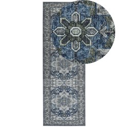 Dywan 80 x 240 cm szary z niebieskim KOTTAR