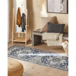 Dywan 80 x 240 cm szary z niebieskim KOTTAR