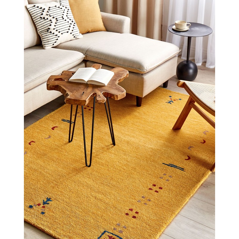 Dywan wełniany gabbeh 140 x 200 cm żółty AKALAN