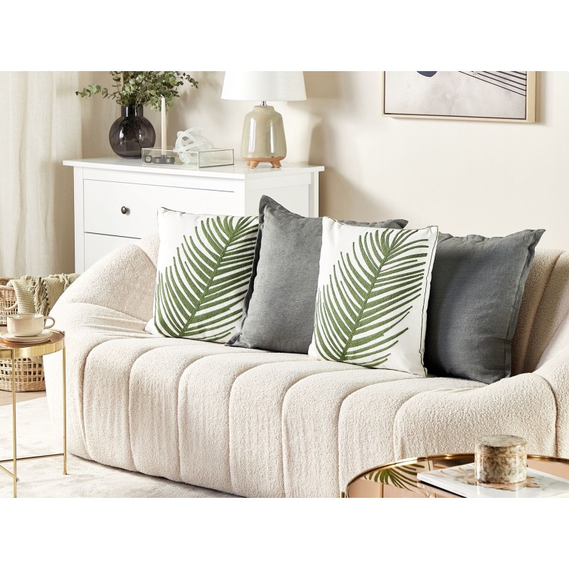 Zestaw 2 poduszek dekoracyjnych AZAMI Bawełna 45 x 45 cm Ciemnozielony Wzór roślinny